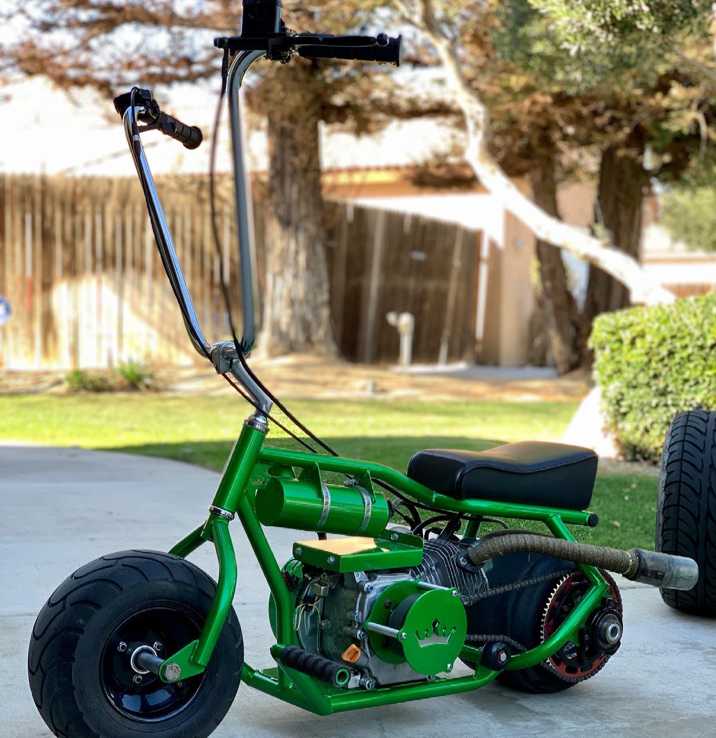 Custom Mini Bike Klub mini bike parked in studio light